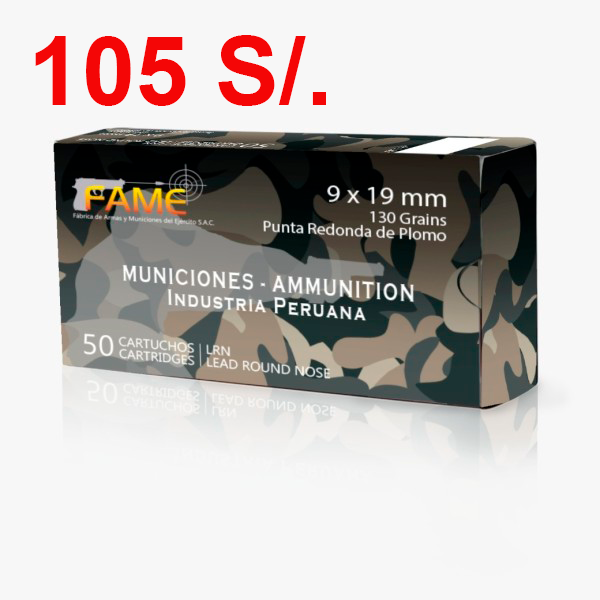 MUNICIONES 9X19 SP (130GR) MARCA FAME